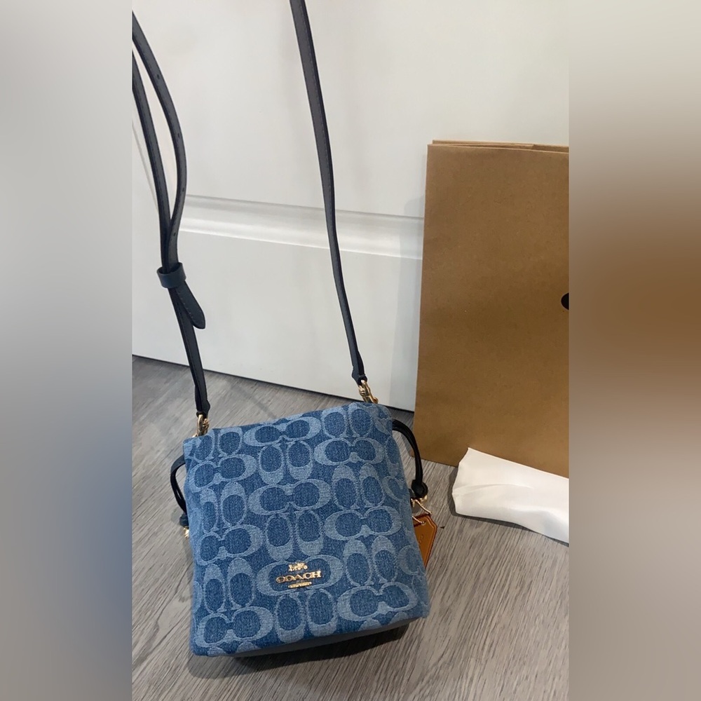 Coach Denim Signature Mini Crossbody Bucket Bag - Picture 6 of 9